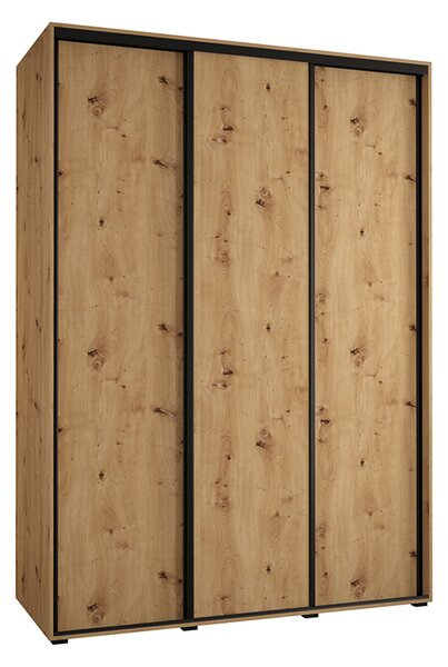 Šatní skříň s posuvnými dveřmi DAVOS 170cm | DUB Artisan / černé pojezdy