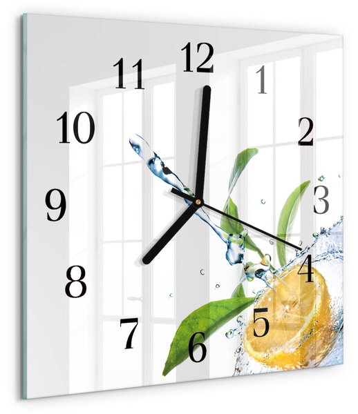 Skleněné hodiny na stěnu Citronová zskc-30x30-00171194