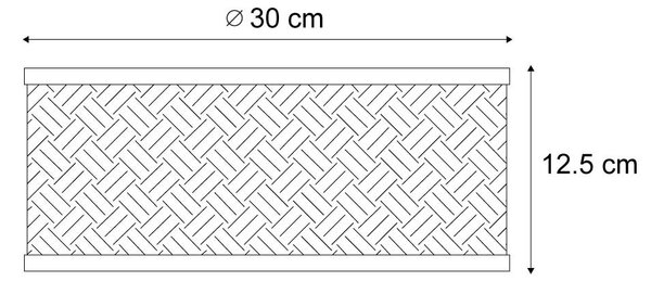 Orientální ratanové stropní svítidlo s černou barvou 30 cm - Tremmo