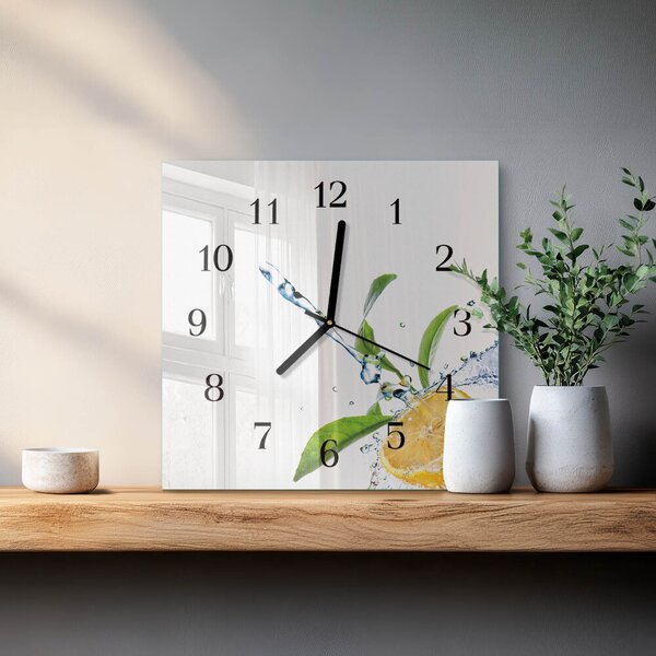 Skleněné hodiny na stěnu Citronová zskc-30x30-00171194