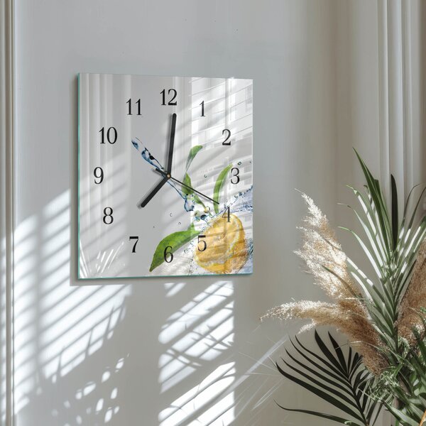 Skleněné hodiny na stěnu Citronová zskc-30x30-00171194