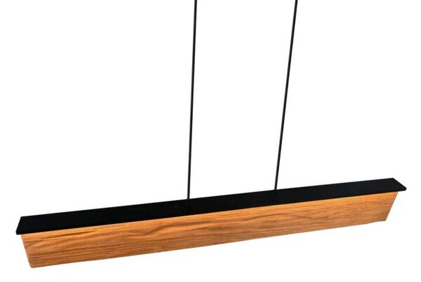 *ROZBALENO* Trio Leuchten 355510130 KALEA - Stmívatelné závěsné dřevěné LED svítidlo, 39W, 4800lm, 3000K, šířka 110cm (Závěsný dřevěný lustr nad jídelní stůl s dotykovým stmívacím senzorem)