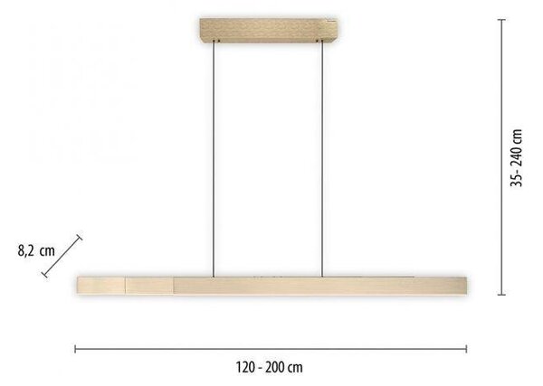 Paul Neuhaus LED závěsné svítidlo PURE-MOTO-RISE elektricky nastavitelná výška dotykový vypínač 2700-5000K zlatá imperial, d.200cm