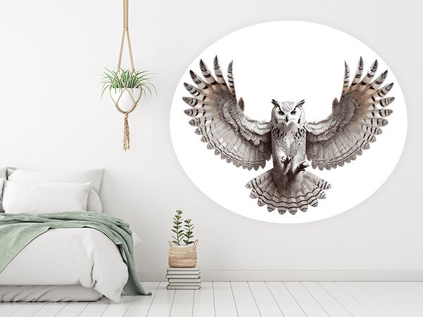Letící sova textilní přelepitelná samolepka na zeď arch 75 x 64 cm