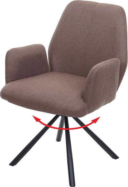 Jídelní židle HWC-H71, kuchyňská židle polohovací židle, otočná automatická poloha látka/textil ocel hnědá