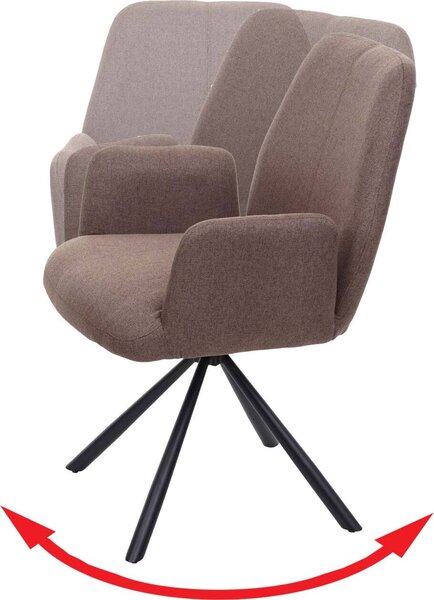 Jídelní židle HWC-H71, kuchyňská židle polohovací židle, otočná automatická poloha látka/textil ocel hnědá