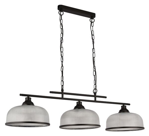 Searchlight 3593-3BK Trojité závěsné svítidlo BISTRO černé mat, čiré sklo