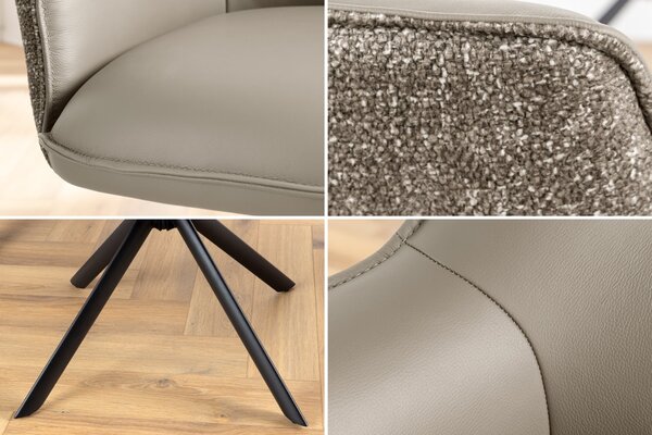 2SET jídelní židle LE GRAND 180° taupe/černá pravá kůže/texturovaná tkanina Nábytek | Jídelní prostory | Jídelní židle | Křesložidle