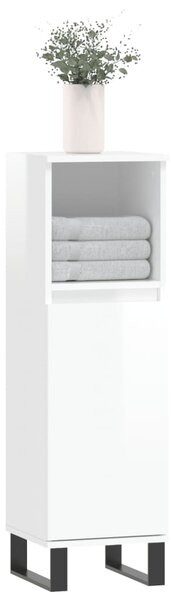 Koupelnová skříňka lesklá bílá 30x30x100 cm kompozitní dřevo