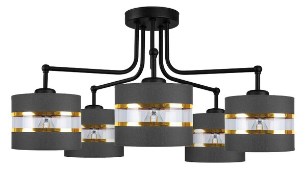 Candellux ANDY Lustr lamp black 5X40W E27 black+golden lampshade