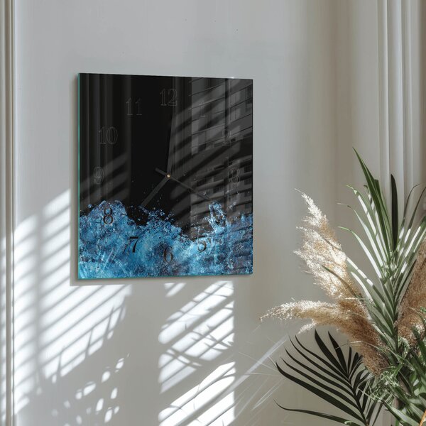 Skleněné hodiny na stěnu Voda zskc-30x30-00171267