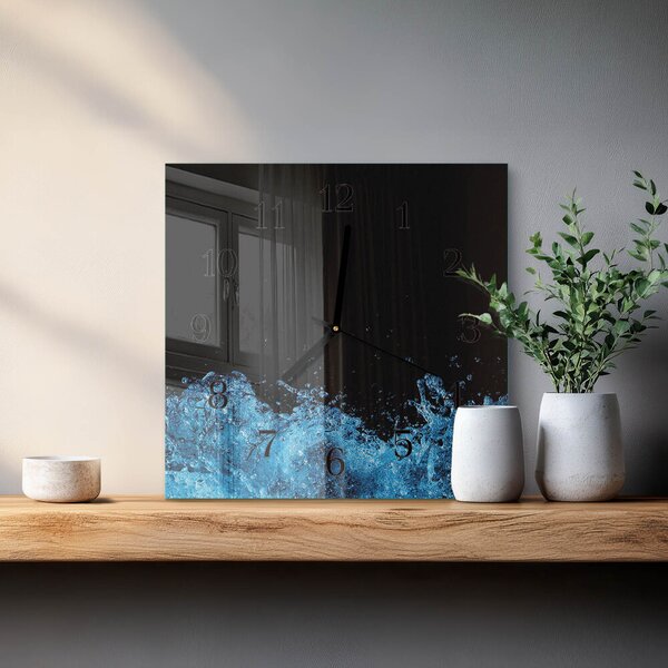 Skleněné hodiny na stěnu Voda zskc-30x30-00171267
