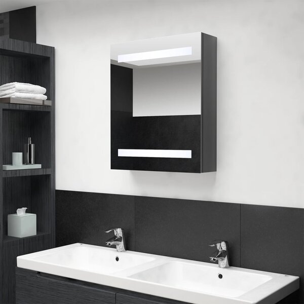 LED koupelnová skříňka se zrcadlem zářivě šedá 50 x 14 x 60 cm