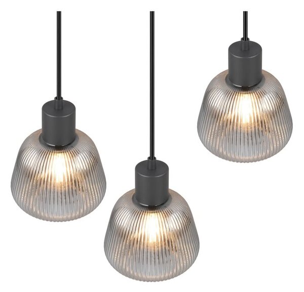 Černé závěsné svítidlo se skleněným stínidlem ø 37 cm Tarifa – Trio
