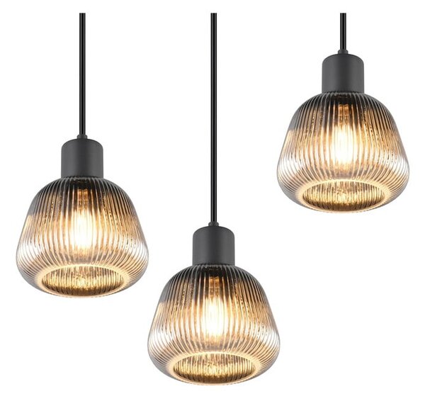 Černé závěsné svítidlo se skleněným stínidlem ø 37 cm Tarifa – Trio