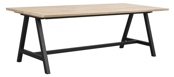 Rowico Bělený dubový jídelní stůl Carradale 220 cm s černými nohami A