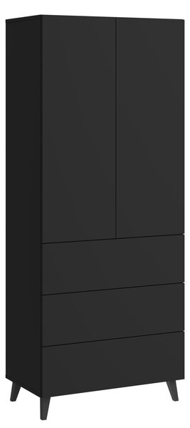 Vysoká komoda do obývacího pokoje, výška 170 cm, barva: černá grafit
