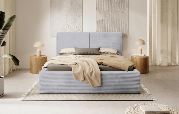 ČALOUNĚNÁ POSTEL, 140/200 cm, světle šedá P & B - Postele s úložným prostorem, Online Only