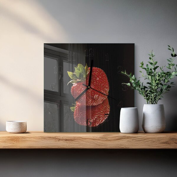 Skleněné hodiny na stěnu Jahoda zskc-30x30-00171368