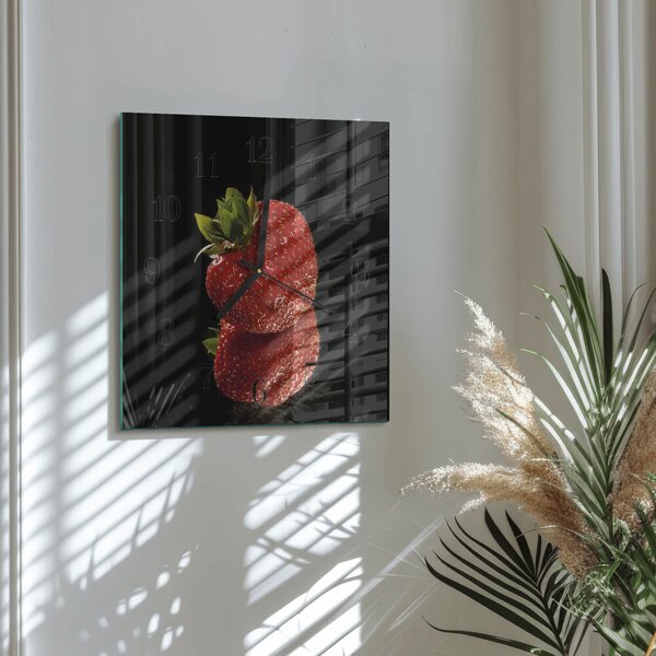 Skleněné hodiny na stěnu Jahoda zskc-30x30-00171368