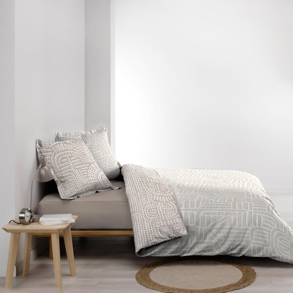 Bílé/béžové povlečení na dvoulůžko/prodloužené z bavlněného perkálu 240x220 cm Eliot – douceur d'intérieur