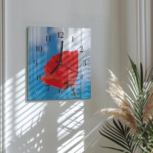 Skleněné hodiny na stěnu Mák zskc-30x30-00171401