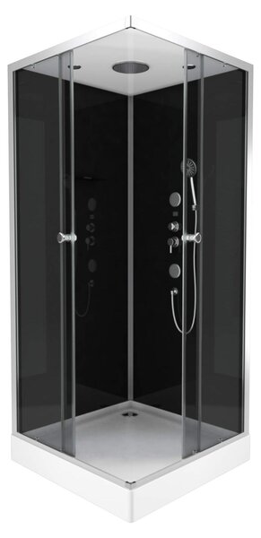 Kompletní sprcha MARWELL Kompletní sprcha Black Square 90 x 90 x 215 cm - Sprcha v kompletním setu včetně sprchové vaničky a baterie - Rohová sprcha s přístupem do rohu