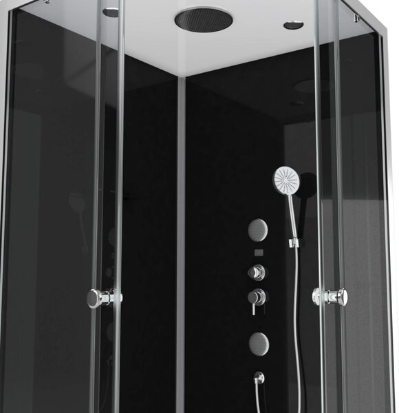 Kompletní sprcha MARWELL Kompletní sprcha Black Square 90 x 90 x 215 cm - Sprcha v kompletním setu včetně sprchové vaničky a baterie - Rohová sprcha s přístupem do rohu
