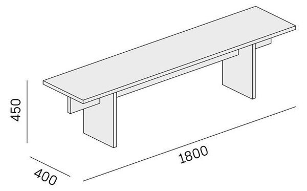 Lavice SOLID, 1800 x 400 x 443 mm, ořech