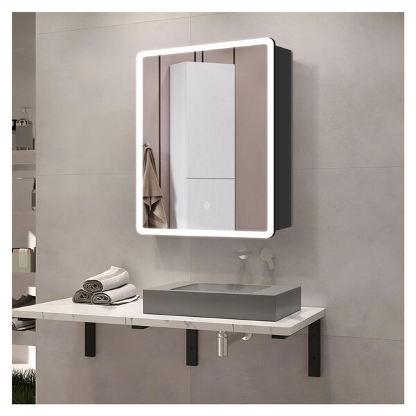 SensaHome zrcadlová skříňka s LED osvětlením - Koupelnová skříňka - 3 barvy LED - 50 x 70 cm