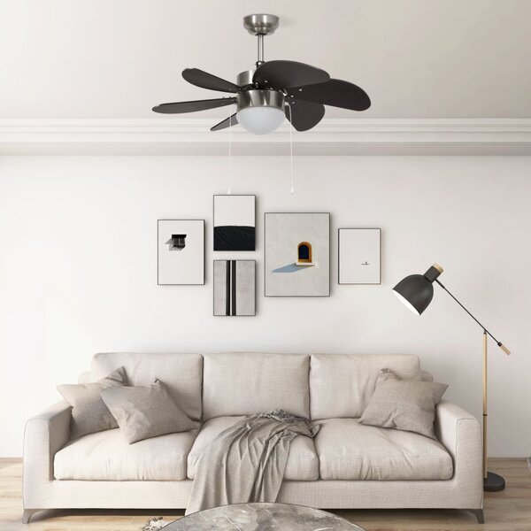 Stropní ventilátor se světlem 76 cm tmavě hnědý
