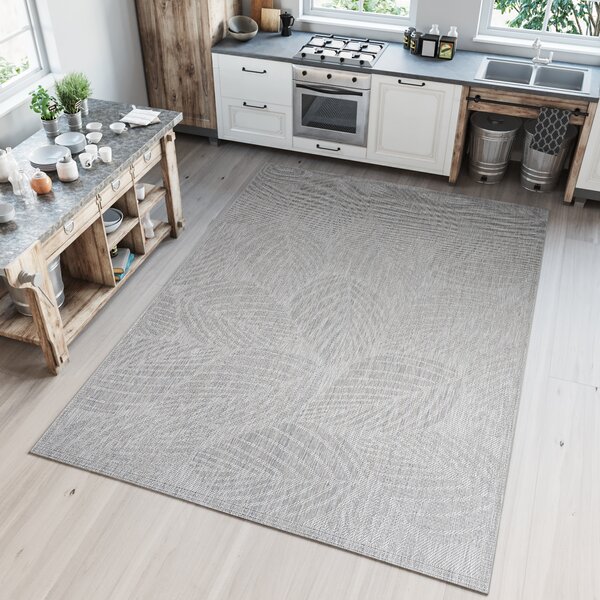 Makro Abra Kusový koberec Sisal MELISSA KM28B Listy stromu šedý Rozměr: 60x200 cm