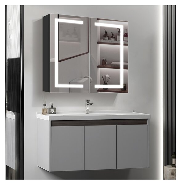 SensaHome zrcadlová skříňka s LED osvětlením - Koupelnová skříňka - 3 barvy LED - 60 x 65 cm