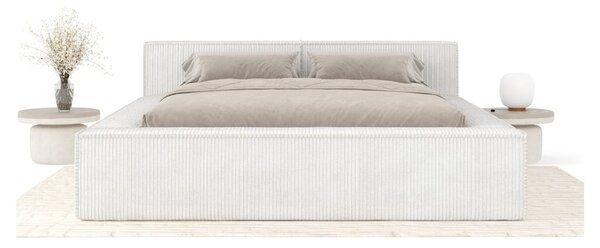 Krémová čalouněná dvoulůžková postel s úložným prostorem s roštem 180x200 cm Voliera – Maison de Rêve