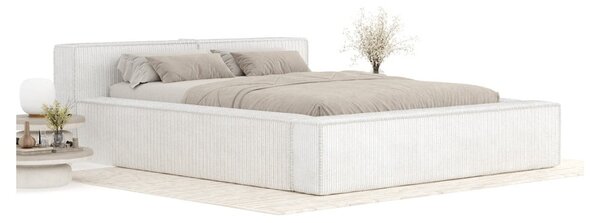 Krémová čalouněná dvoulůžková postel s úložným prostorem s roštem 180x200 cm Voliera – Maison de Rêve
