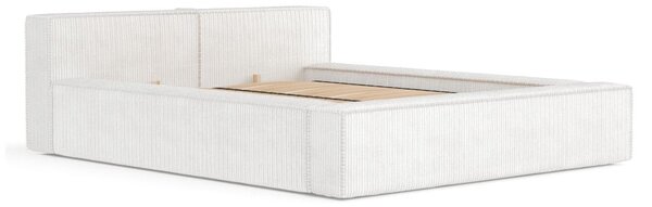 Krémová čalouněná dvoulůžková postel s úložným prostorem s roštem 180x200 cm Voliera – Maison de Rêve