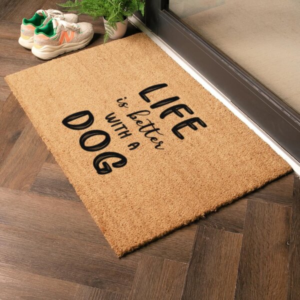 Rohožka z kokosového vlákna 40x60 cm Life Is Better With a Dog – Artsy Doormats