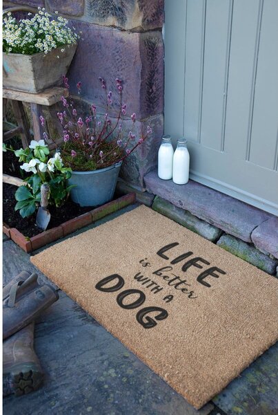 Rohožka z kokosového vlákna 40x60 cm Life Is Better With a Dog – Artsy Doormats