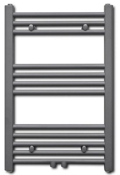 Šedý žebříkový radiátor na ručníky rovný ústřední topení 500 x 764 mm