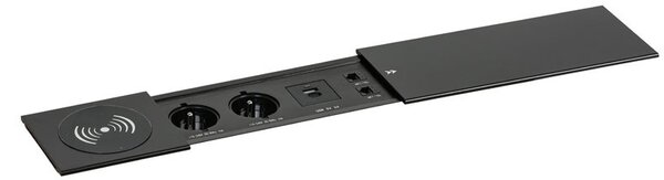 Stůl PRIMO INFINITY 180x90 cm, buk + stolní zásuvka TYP V, černá