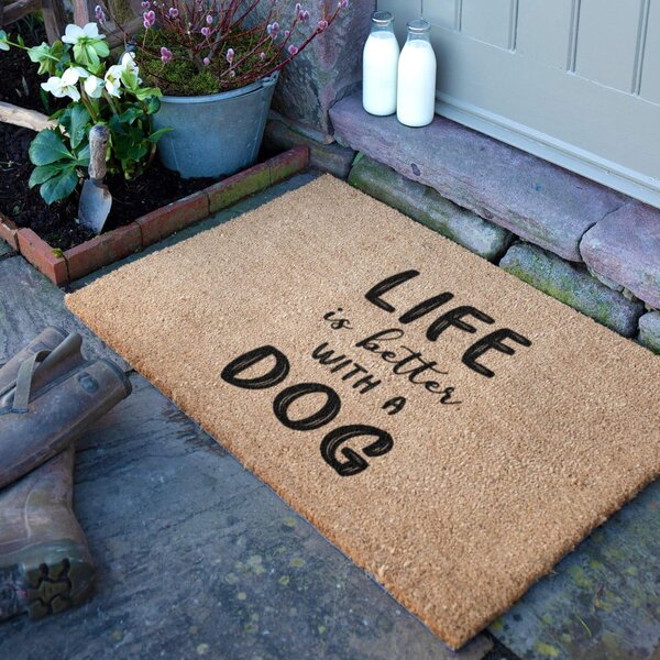 Rohožka z kokosového vlákna 40x60 cm Life Is Better With a Dog – Artsy Doormats