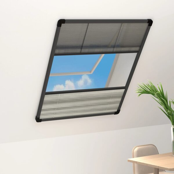 Plisovaná okenní síť proti hmyzu se zástěnou hliník 60x80 cm