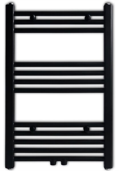 Černý žebříkový radiátor na ručníky rovný ústřední topení 500 x 764 mm