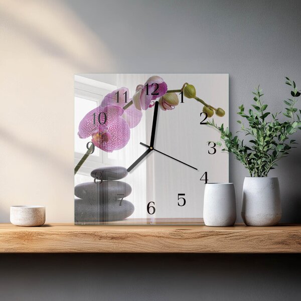 Skleněné hodiny na stěnu Orchidej zskc-30x30-00171567