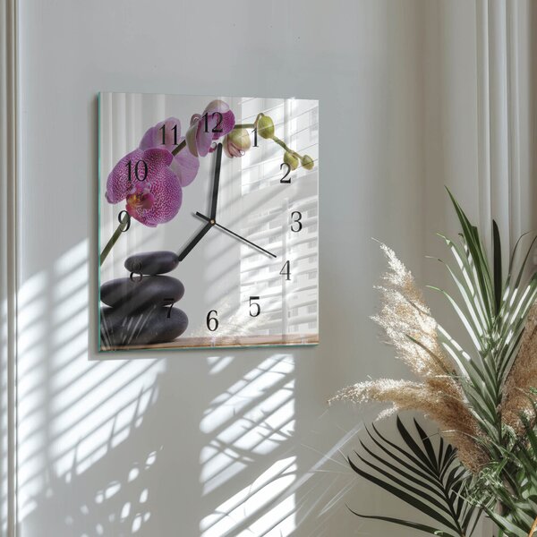 Skleněné hodiny na stěnu Orchidej zskc-30x30-00171567