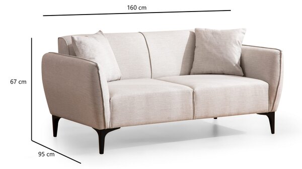 Pohovka dvousedačka Belasemma (smetanová). Akce -25%