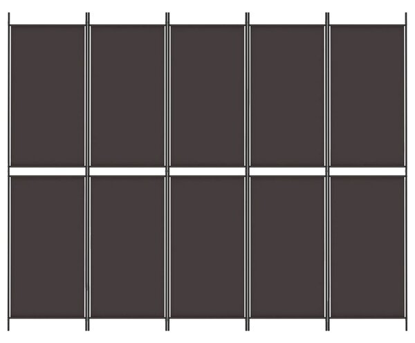 5dílný paraván hnědý 250x200 cm textil