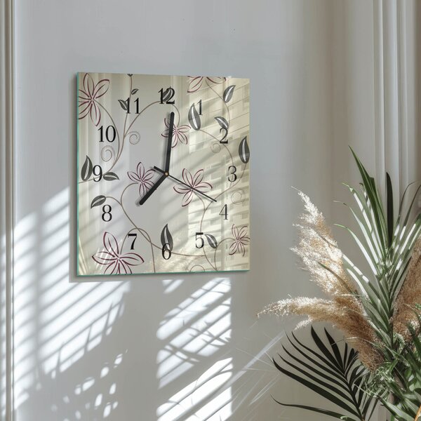 Skleněné hodiny na stěnu Květinové umění zskc-30x30-00171579