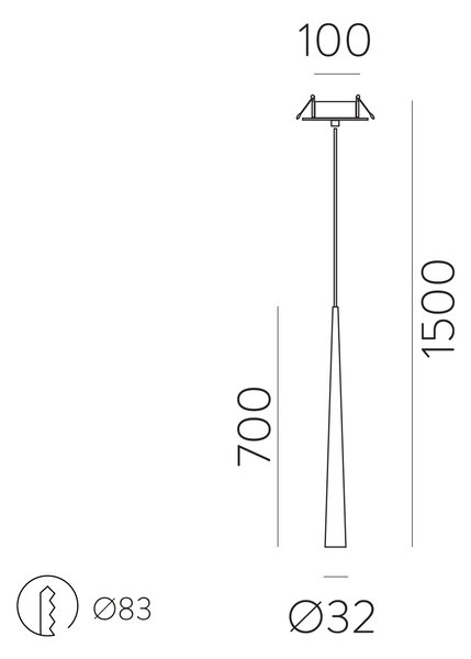 ACB Iluminacion Zapuštěné závěsné LED svítidlo BENDIS, v. 150 cm, 5W, CRI90 Barva: Bílá