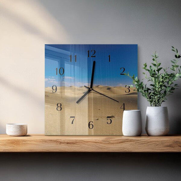 Skleněné hodiny na stěnu Poušť zskc-30x30-00171634